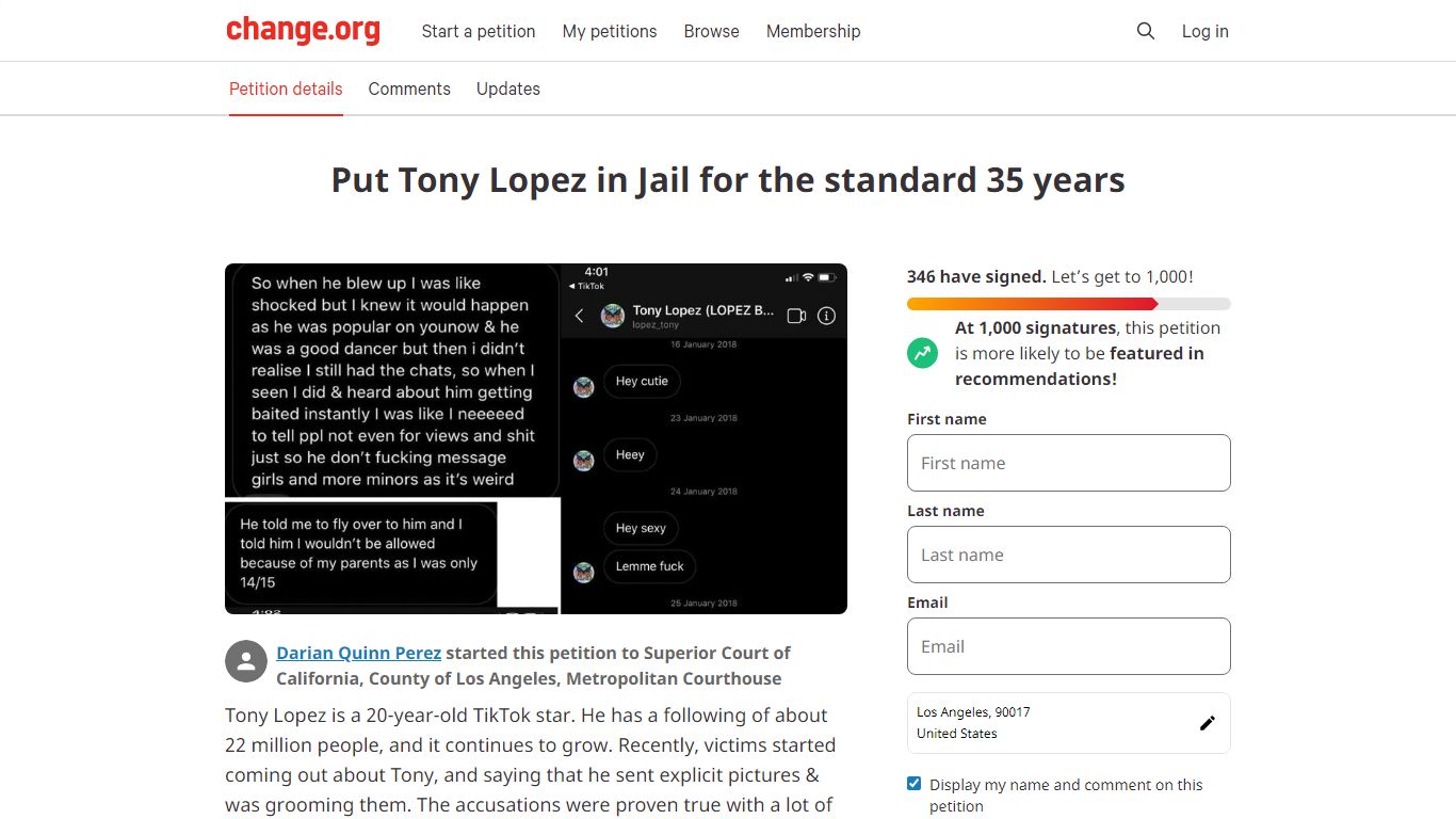 Put Tony Lopez in Jail for the standard 35 years - Change.org